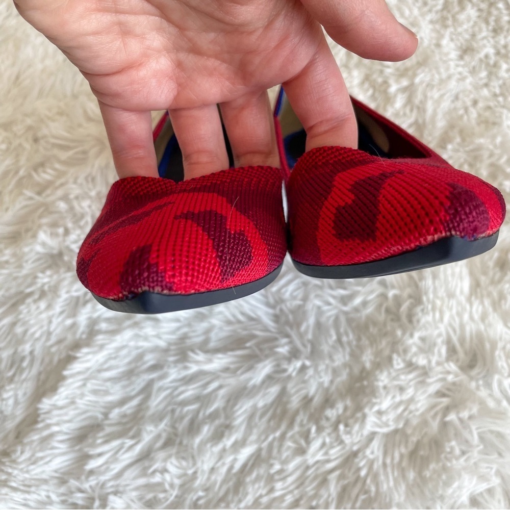 Rothy's Red Pointed Toe Flats with Subtle Camouflage - Picture 5 of 11
